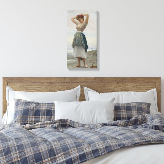 イタリアのビーチで小石を集める キャンバスプリント (インサイチュ (寝室))