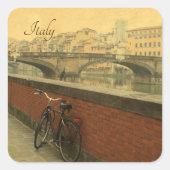 イタリアのフィレンツェに古い橋。ヴィンテージ写真ホリド スクエアシール (正面)