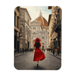 イタリアのフィレンツェの女性旅行者 マグネット