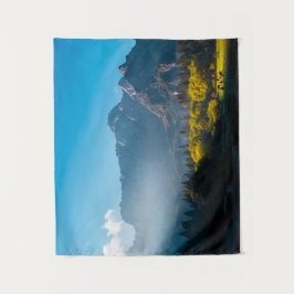 イタリアのフシネ湖で馬に昇る太陽 タペストリー