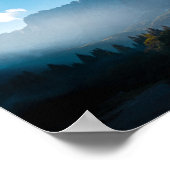 イタリアのフシネ湖で馬に昇る太陽 ポスター (角)