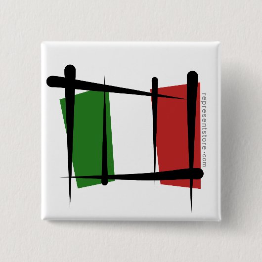 イタリアのブラシの旗 缶バッジ (正面)