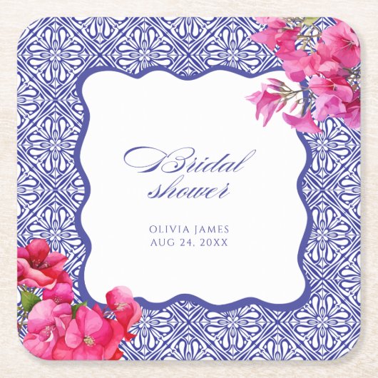 イタリアのブーゲンビリアのブライズシャワー スクエアペーパーコースター (正面)