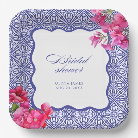 イタリアのブーゲンビリアのブライズシャワー ペーパープレート (正面)