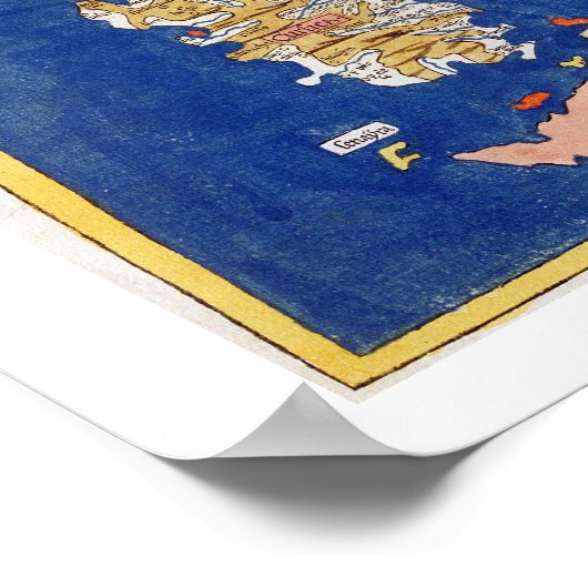 イタリアのプトレマイオスの地図1482 (色のリトボ) ポスター (角)