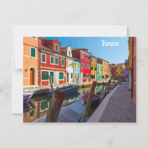 イタリアのベネチアのブラーノ通り風景 ポストカード