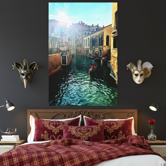 イタリアのベネチアの建築様式を捉えたカナル・ゴンドラの写真 キャンバスプリント