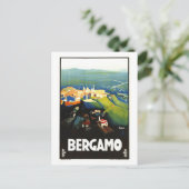 イタリアのベルガモのためのヴィンテージ旅行ポスター ポストカード (スタンド正面)