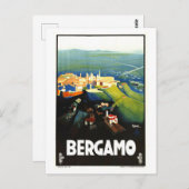 イタリアのベルガモのためのヴィンテージ旅行ポスター ポストカード (正面/裏面)