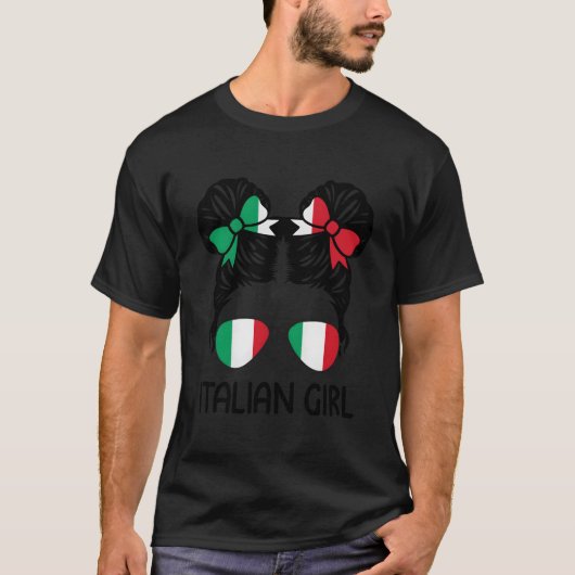 イタリアのボサボサヘアー イタリアの誇り 愛国 Tシャツ (正面)