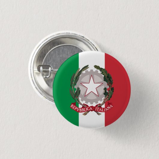 イタリアのボタン、国イタリアン国国旗、エンブレム 缶バッジ (正面&裏面)