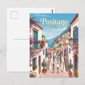 イタリアのポジティターノの路地 ポストカード (正面/裏面)