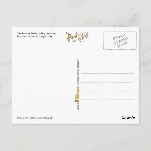 イタリアのポンペイ州の墓の通り ポストカード (裏面)