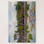 イタリアのマッジョーレ湖に《植物》スイレンのあるプール ジグソーパズル (縦)