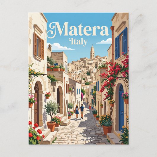 イタリアのマテーラの路地 ポストカード (正面)