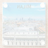 イタリアのミラノのスカイライン ガラスコースター (裏面)