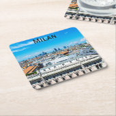 イタリアのミラノのスカイライン スクエアペーパーコースター (アングル)