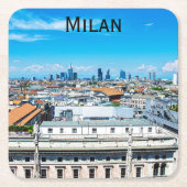 イタリアのミラノのスカイライン スクエアペーパーコースター (正面)
