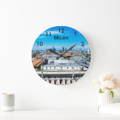 イタリアのミラノのスカイライン ラージ壁時計 (ホーム)