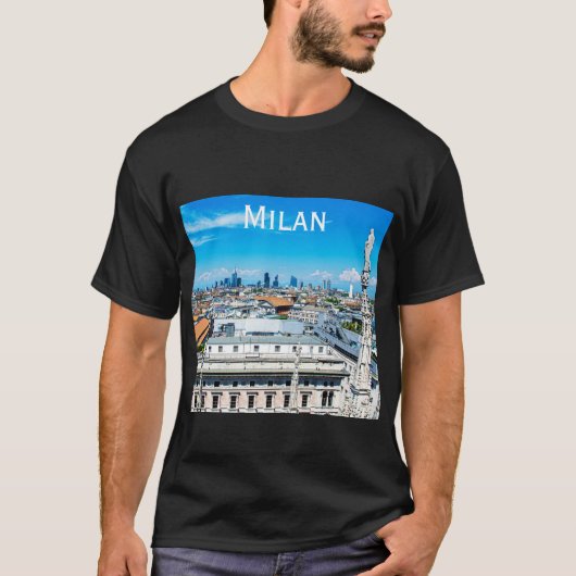 イタリアのミラノのスカイライン Tシャツ (正面)