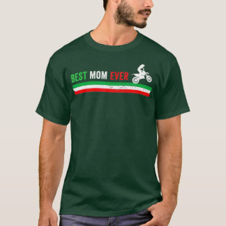 イタリアのモトクロス ママ オフロードバイク イタリア国旗 Tシャツ