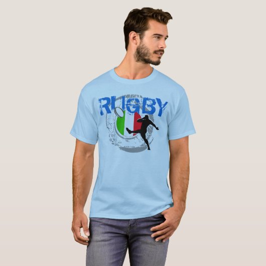イタリアのラグビーファンのTシャツの蹴り Tシャツ (正面フル)
