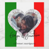 イタリアのラブ フラッグ イタリア ハート ワインラベル (シングルラベル)