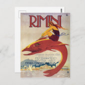 イタリアのリミニ海岸、大きな魚の女の子 ポストカード (正面/裏面)