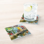 イタリアのレインボーハウスのヴェネツィア近くのバーノ島 ガラスコースター (アングル)