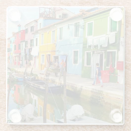 イタリアのレインボーハウスのヴェネツィア近くのバーノ島 ガラスコースター (裏面)