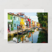 イタリアのレインボーハウスのヴェネツィア近くのバーノ島 ポストカード (正面/裏面)