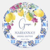 イタリアのレモン ブーゲンビリア ウェディングシャワーのお favors ラウンドシール (正面)