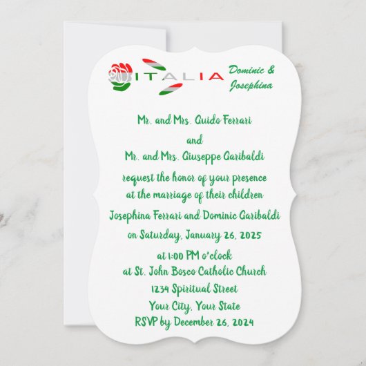 イタリアのロサの国旗 招待状 (正面)