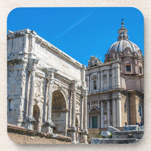 イタリアのローマにあるローマのフォーラム遺跡 コースター (正面)