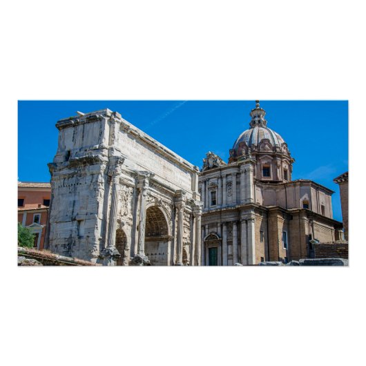イタリアのローマにあるローマのフォーラム遺跡 ポスター (正面)