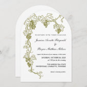 イタリアのワイン畑でのエレガントなブドウの木の結婚式 招待状 (正面/裏面)