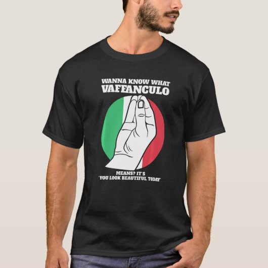 イタリアのヴァファンクルイタリアンーを知りたい Tシャツ (正面)