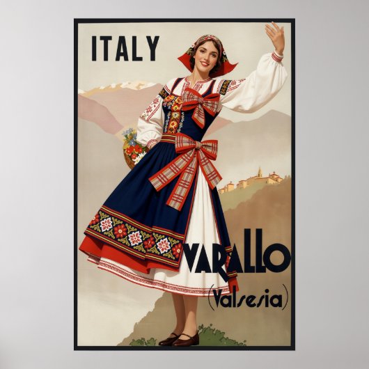 イタリアのヴァラッロの旅行ポスター ポスター (正面)