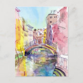イタリアのヴェネツィアに橋。水彩画絵画術 ポストカード (正面)