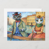 イタリアのヴェネツィアに着飾った猫 シーズンポストカード (正面/裏面)