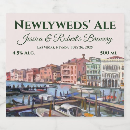 イタリアのヴェネツィアの大運河の結婚絵画 ビールラベル (シングルラベル)