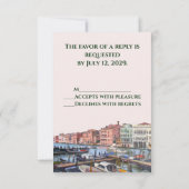 イタリアのヴェネツィアの大運河の結婚絵画 出欠カード (裏面)