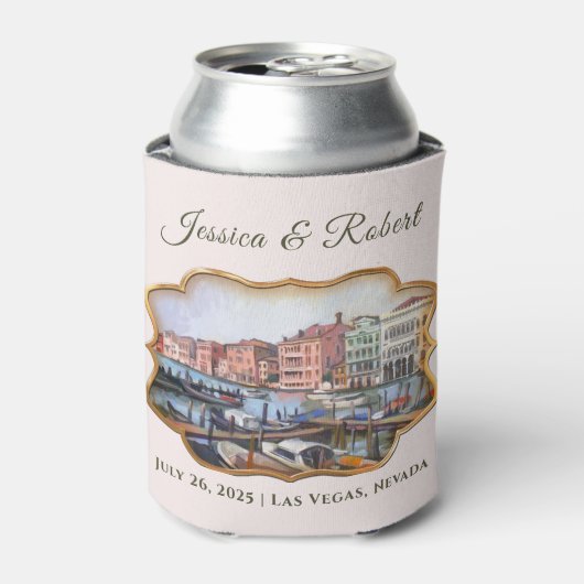 イタリアのヴェネツィアの大運河の結婚絵画 缶クーラー (缶正面)