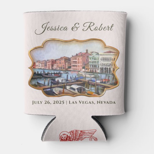 イタリアのヴェネツィアの大運河の結婚絵画 缶クーラー (正面)