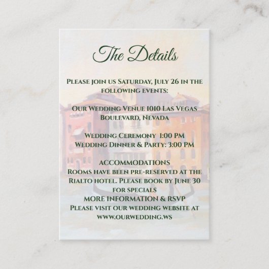 イタリアのヴェネツィアの結婚絵画 エンクロージャーカード (正面)