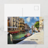 イタリアのヴェネツィアの風景写真、 ポストカード (正面/裏面)