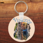 イタリアのヴェネツィアカラフル運河 キーホルダー (正面)