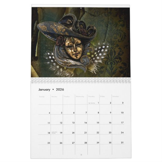 イタリアのヴェネツィアランドスケープCityscapesヨーロッパ カレンダー (1月 2026)