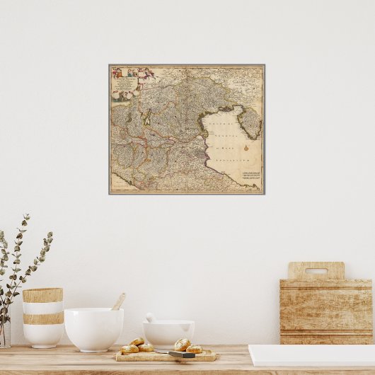 イタリアのヴェネツィア地域の地図 ポスター (キッチン)