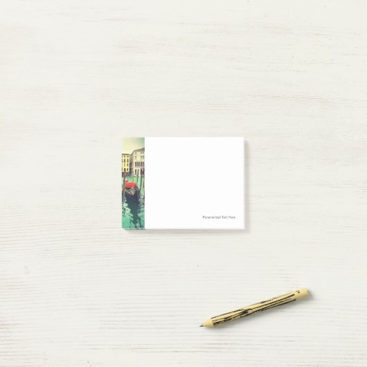 イタリアのヴェネツィア、グランド運河のゴンドラ。レトロ ポストイット (デスク上)